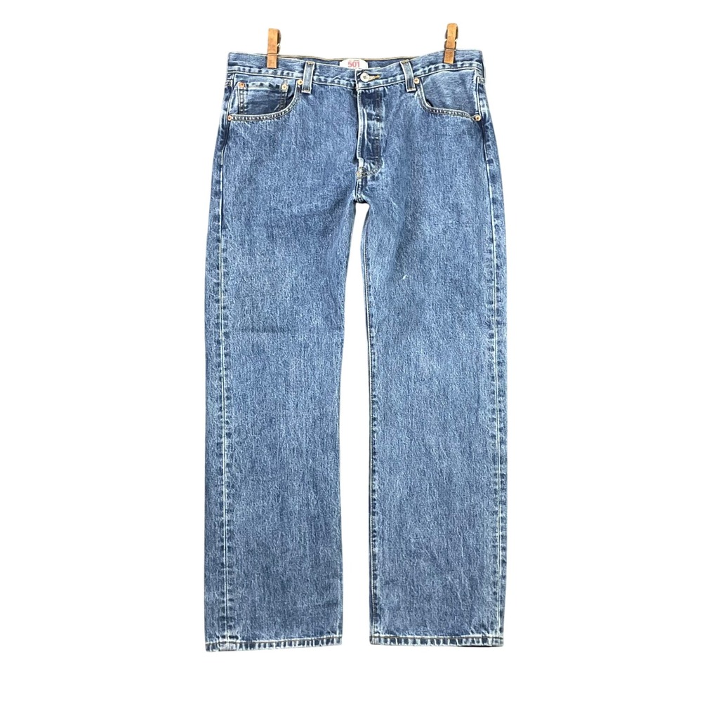 Levi's 501 Straight Leg Jeans Mens 34x29 Blue Medium Wash Button Fly Denim Pants